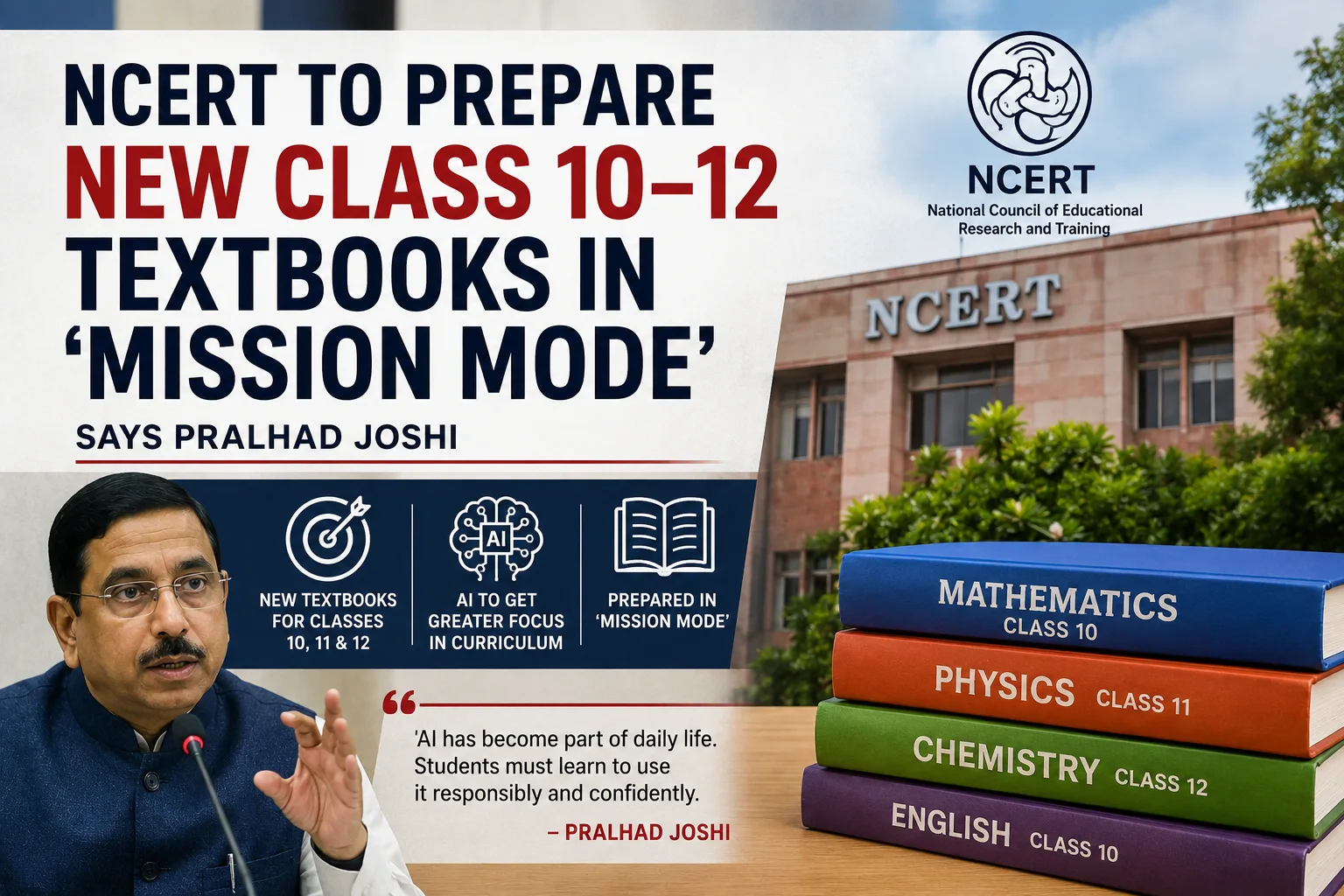 NCERT new textbooks for Classes 10 to 12 in mission mode