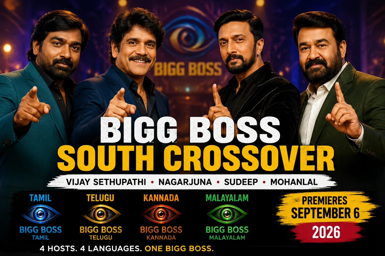 Bigg Boss South crossover featuring Vijay Sethupathi, Nagarjuna, Kichcha Sudeep and Mohanlal